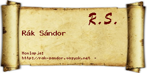 Rák Sándor névjegykártya