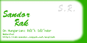 sandor rak business card